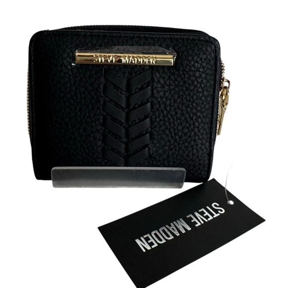 Brand New Steve Madden Medium Black  Zip Around Wallet - Picture 1 of 11